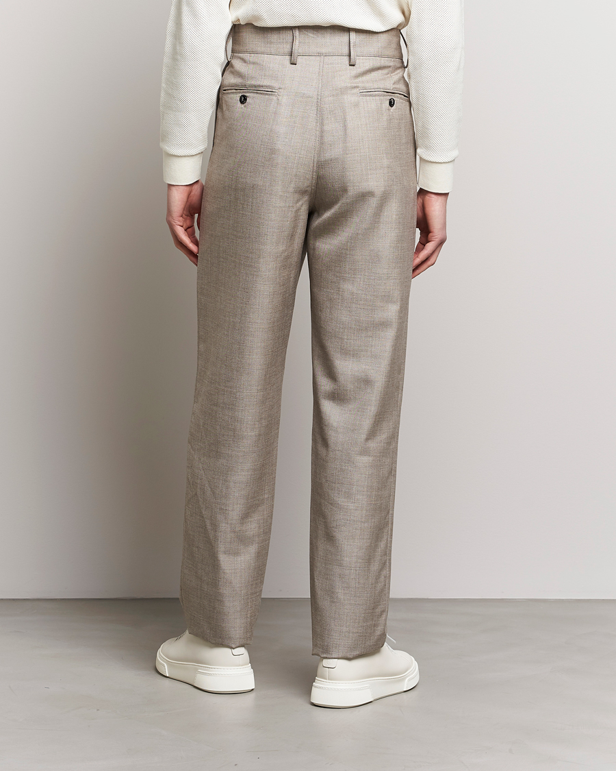 Herr | Byxor | Giorgio Armani | Pleated Wool Trousers Light Grey