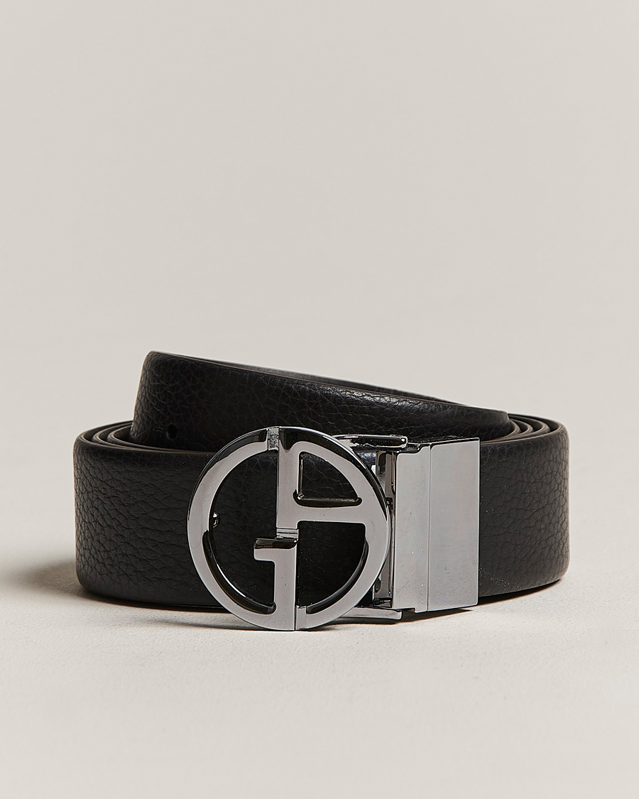 Herr | Giorgio Armani Reversible Leather Belt Black | Giorgio Armani | Reversible Leather Belt Black
