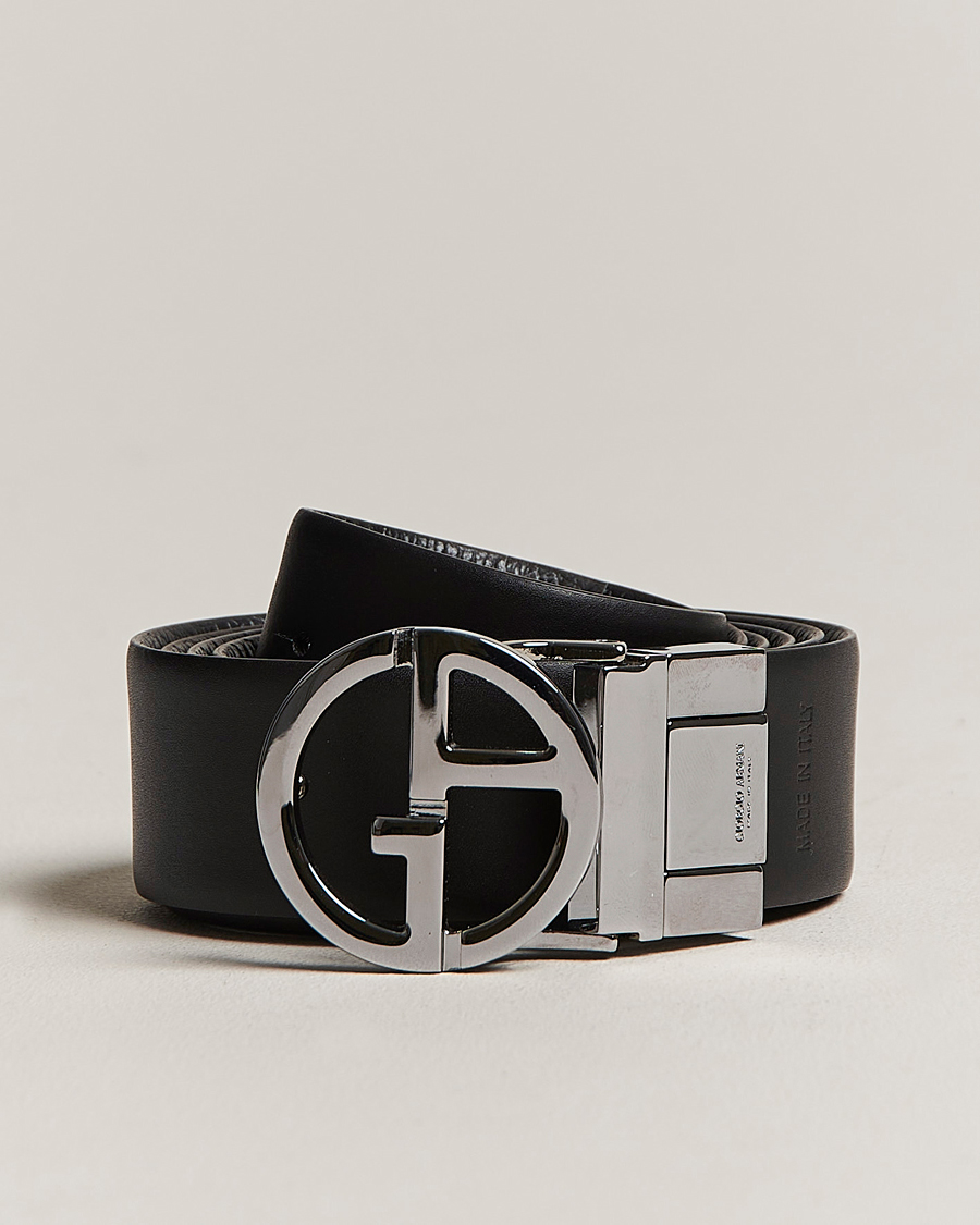 Herr | Giorgio Armani Reversible Leather Belt Black | Giorgio Armani | Reversible Leather Belt Black