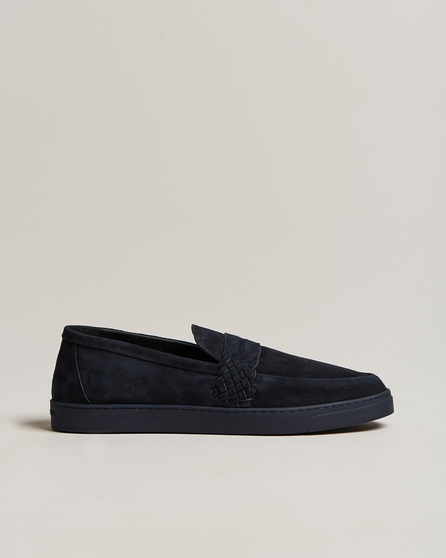 Herr | Giorgio Armani Suede Intrecci Loafers Navy | Giorgio Armani | Suede Intrecci Loafers Navy