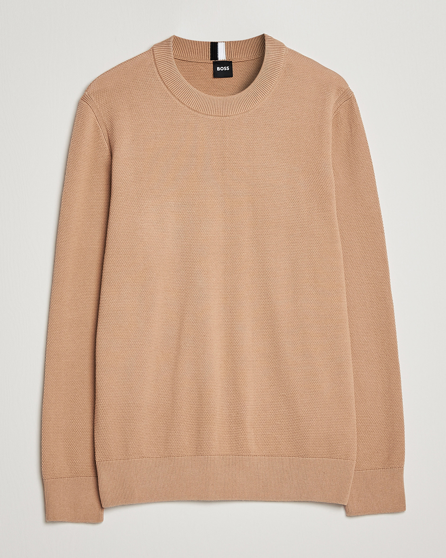 Herr | Tröjor | BOSS BLACK | Ecaio Knitted Sweater Medium Beige
