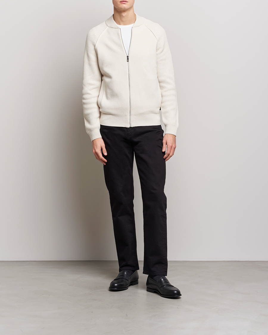 Herr | Tröjor | BOSS BLACK | Grissino Structured Knitted Full-Zip Open White