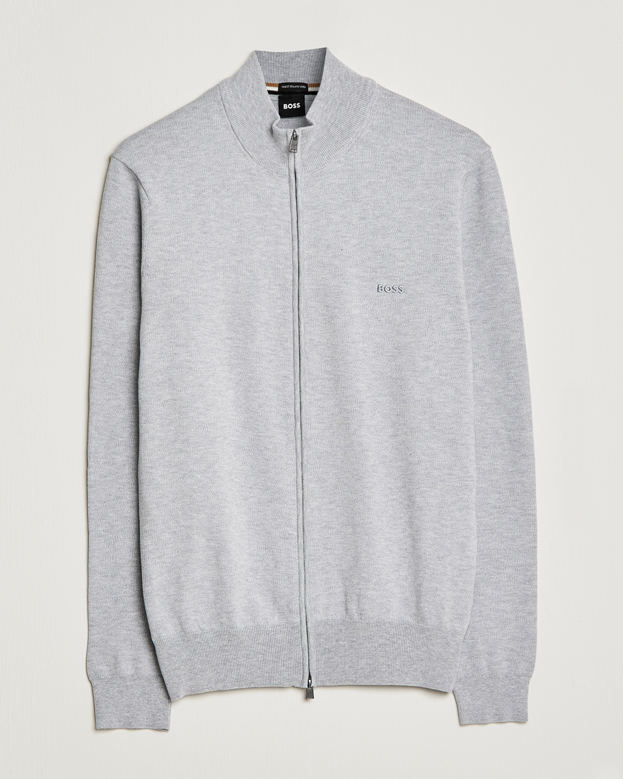 Herr | Tröjor | BOSS BLACK | Palano Knitted Full-Zip Silver