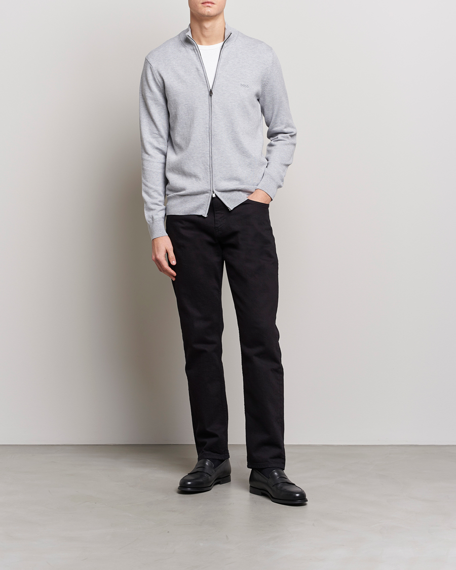 Herr | Tröjor | BOSS BLACK | Palano Knitted Full-Zip Silver