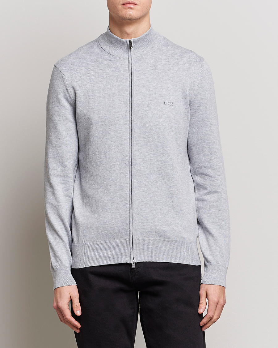 Herr |  | BOSS BLACK | Palano Knitted Full-Zip Silver