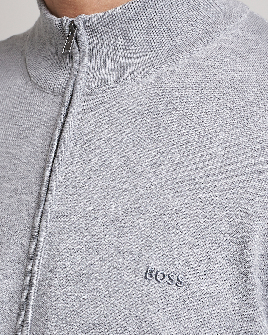 Herr | Tröjor | BOSS BLACK | Palano Knitted Full-Zip Silver