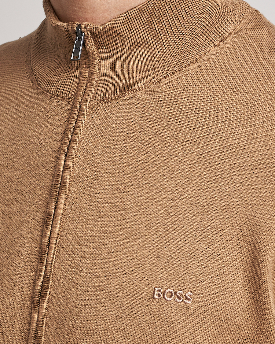 Herr | Tröjor | BOSS BLACK | Palano Knitted Full-Zip Medium Beige