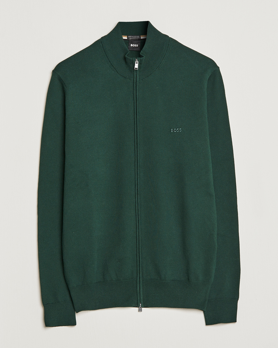 Herr | Tröjor | BOSS BLACK | Palano Knitted Full-Zip Open Green
