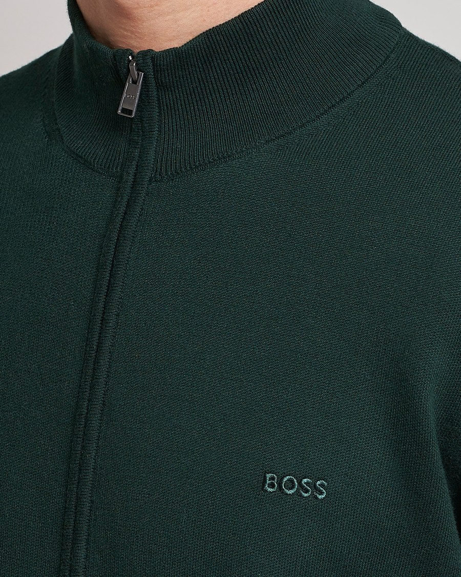 Herr | Tröjor | BOSS BLACK | Palano Knitted Full-Zip Open Green