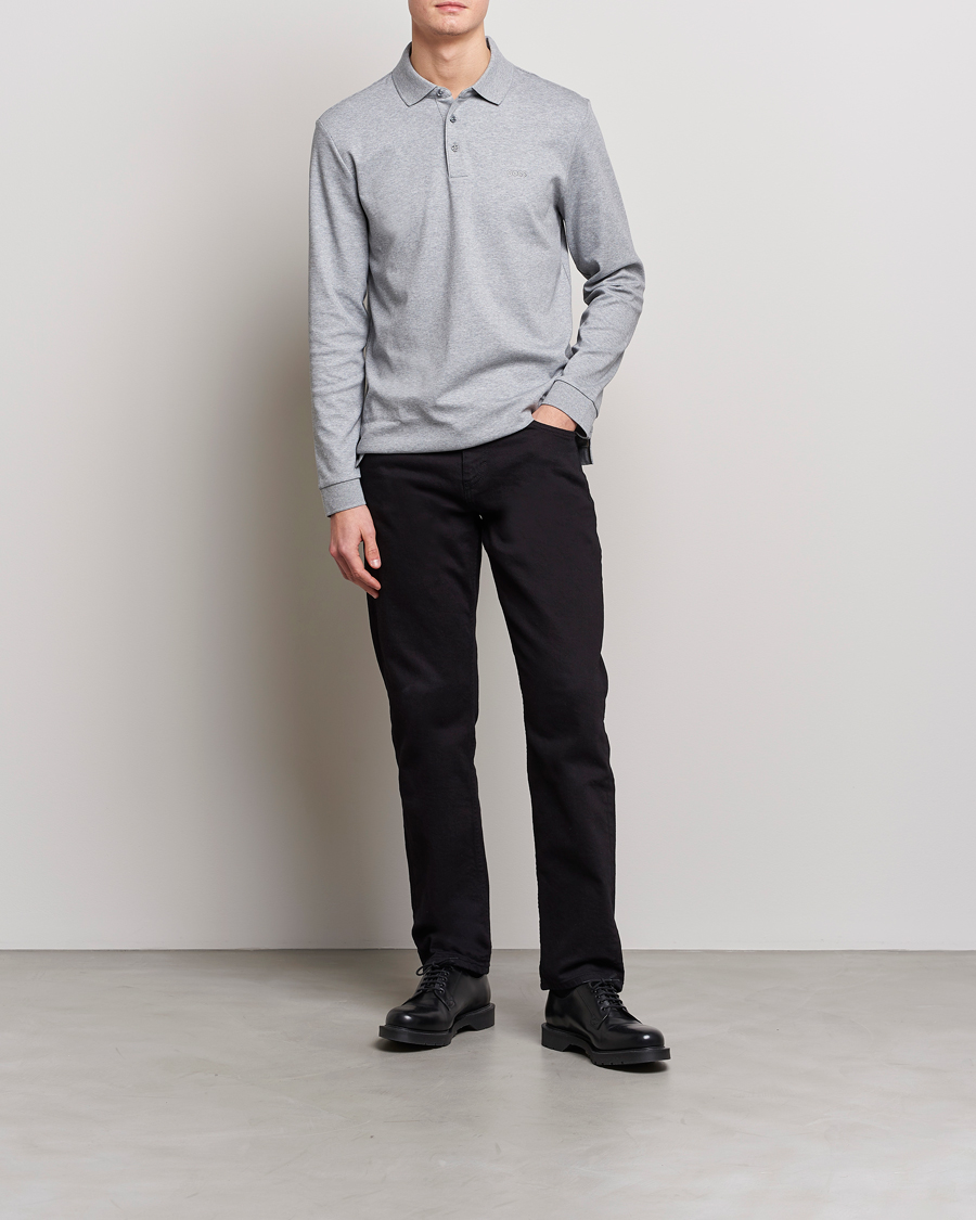 Herr | Tröjor | BOSS BLACK | Pado Knitted Polo Shirt Silver