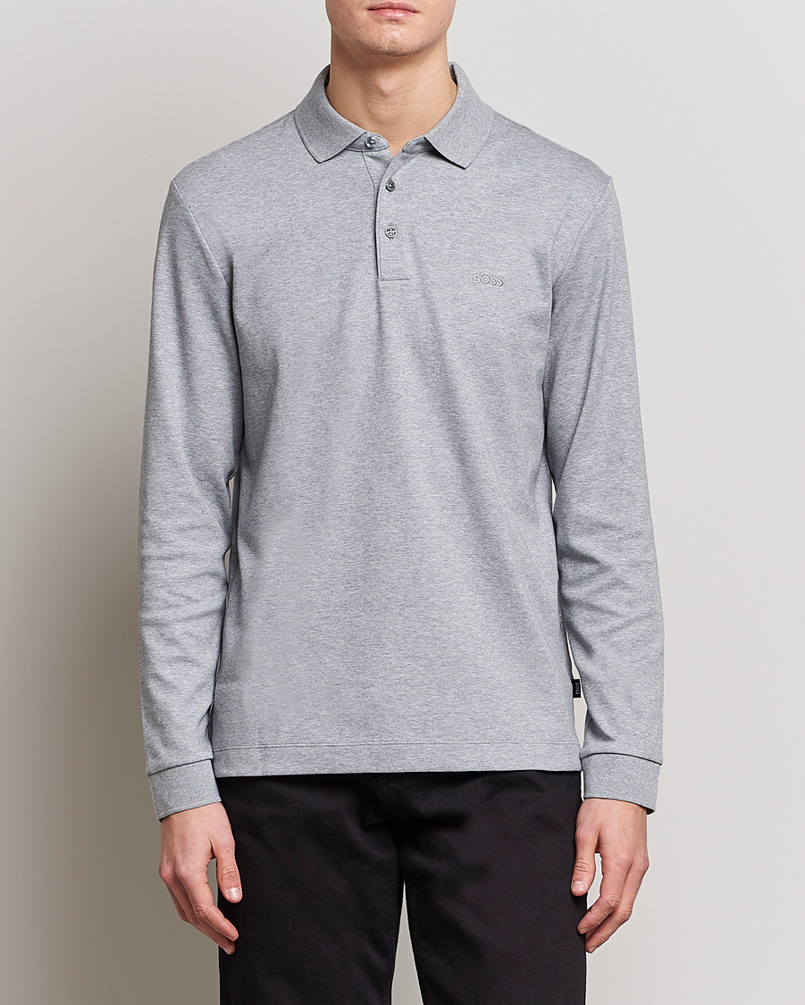Herr | Stickade pikéer | BOSS BLACK | Pado Knitted Polo Shirt Silver