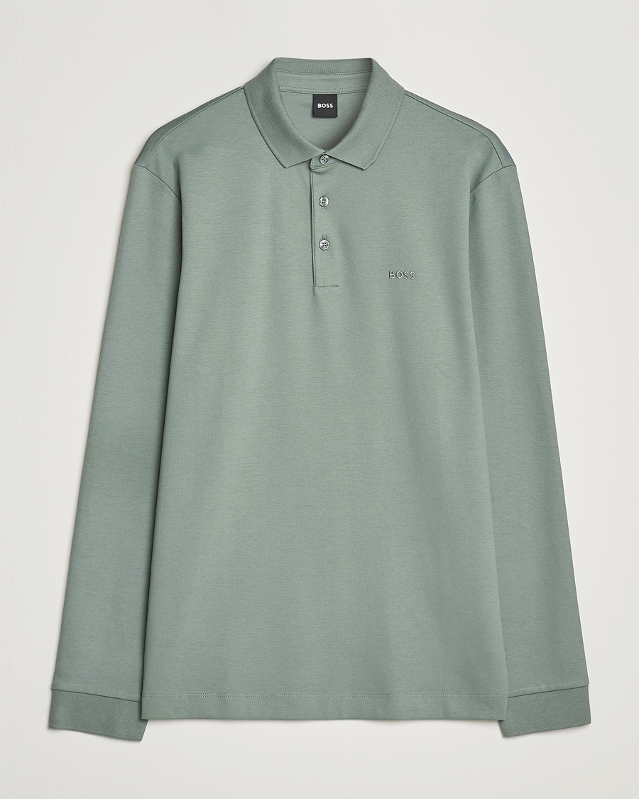 Herr | Tröjor | BOSS BLACK | Pado Knitted Polo Shirt Open Green