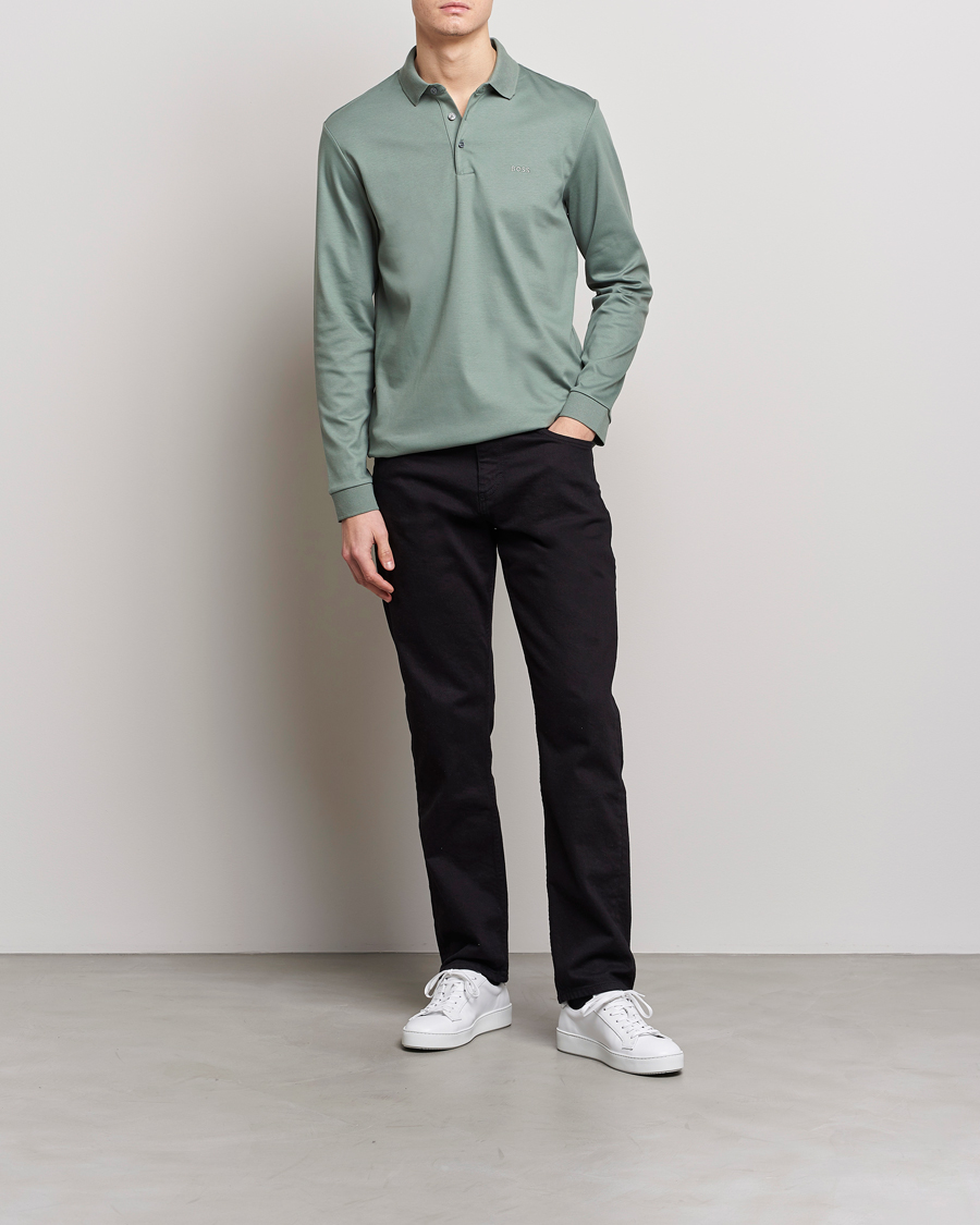 Herr | Tröjor | BOSS BLACK | Pado Knitted Polo Shirt Open Green