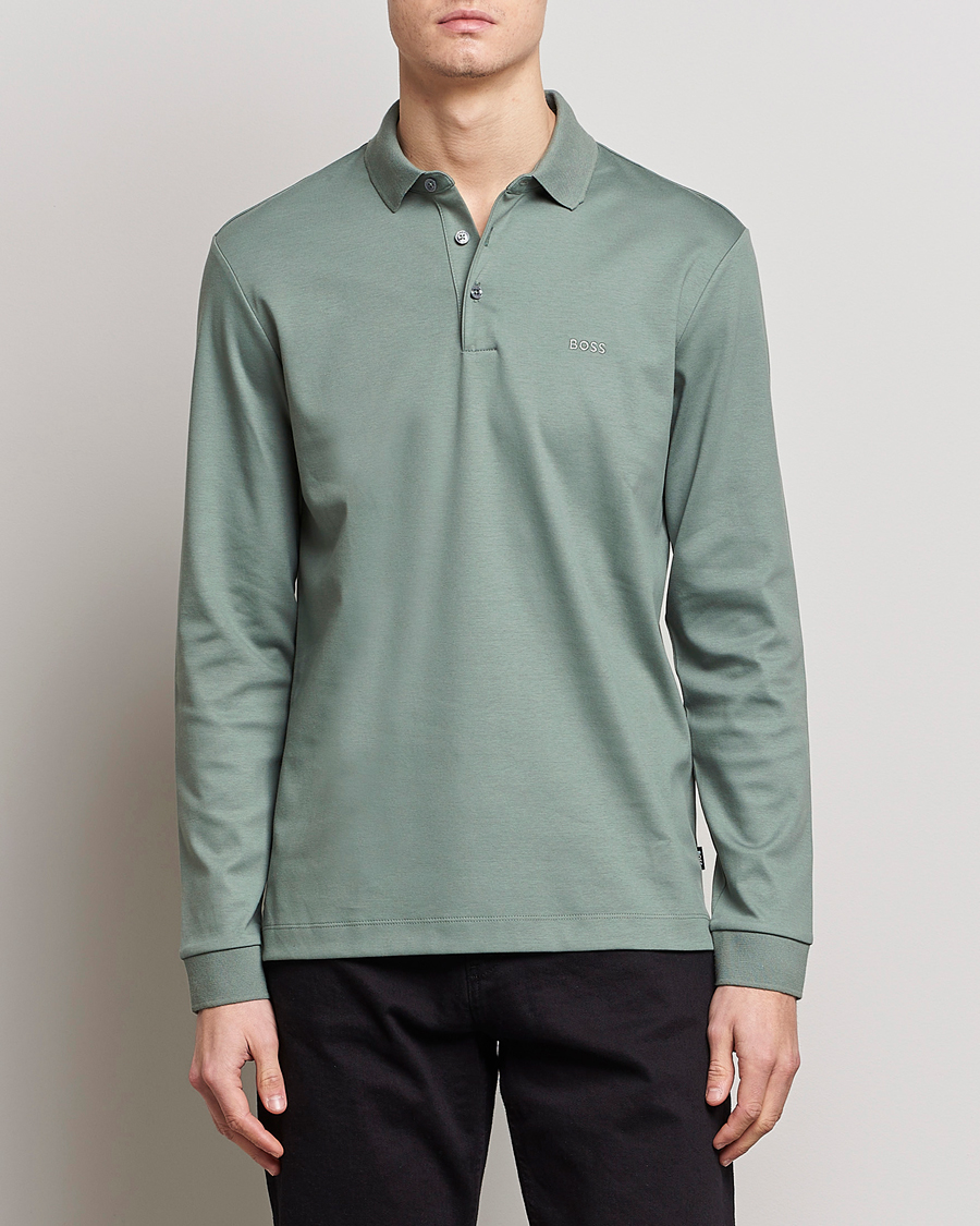 Herr | Tröjor | BOSS BLACK | Pado Knitted Polo Shirt Open Green