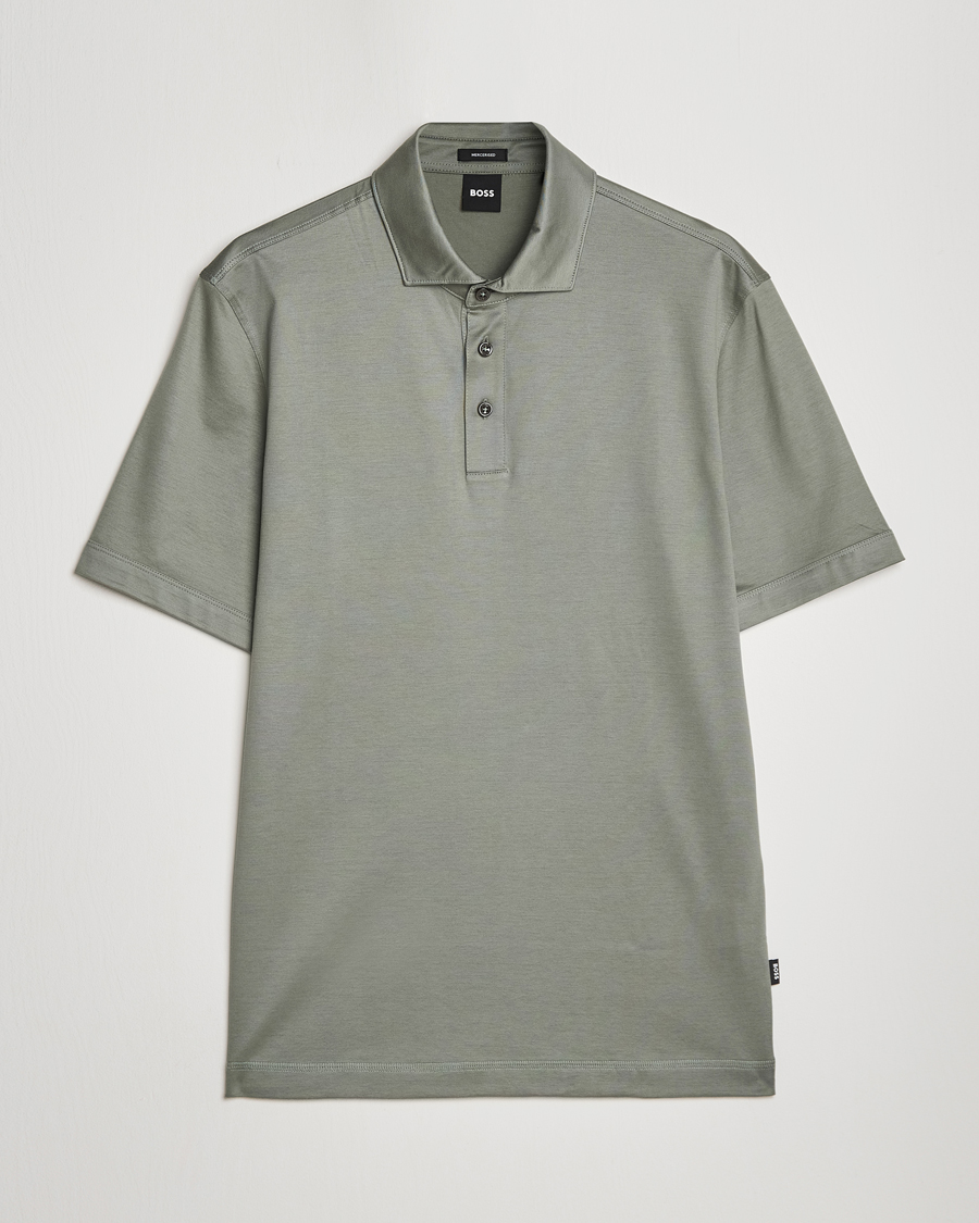 Herr | Pikéer | BOSS BLACK | Press Cotton/Lyocell Polo Open Green