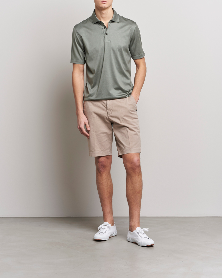 Herr | Pikéer | BOSS BLACK | Press Cotton/Lyocell Polo Open Green