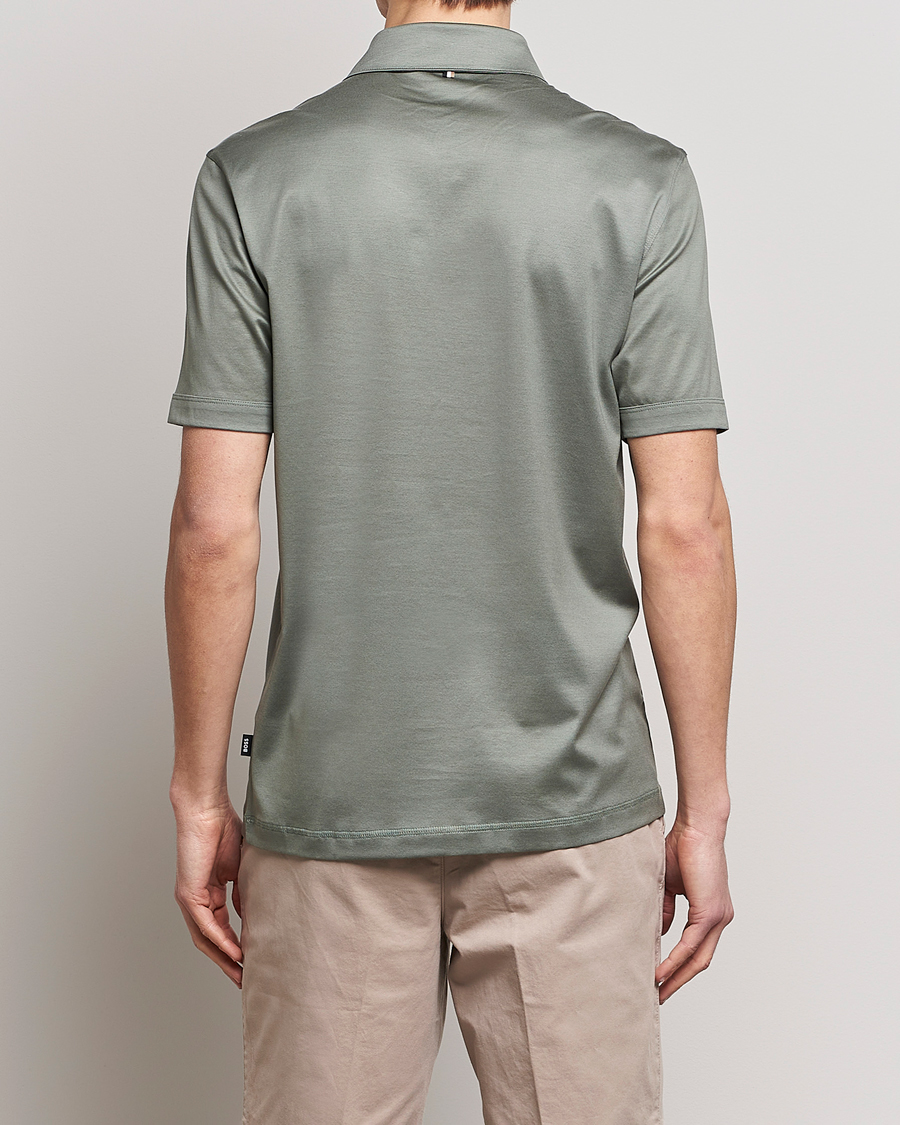 Herr | Pikéer | BOSS BLACK | Press Cotton/Lyocell Polo Open Green