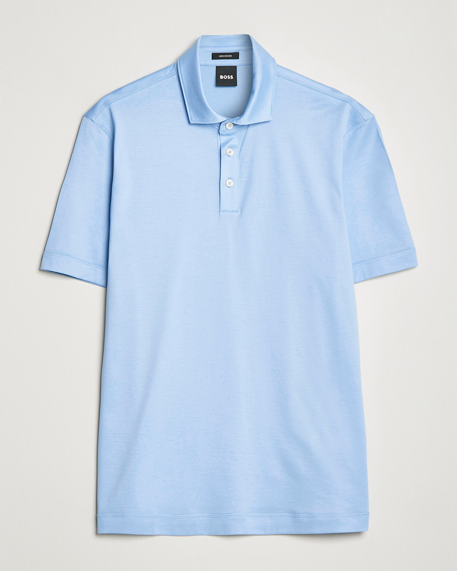 Herr | Pikéer | BOSS BLACK | Press Cotton/Lyocell Polo Open Blue