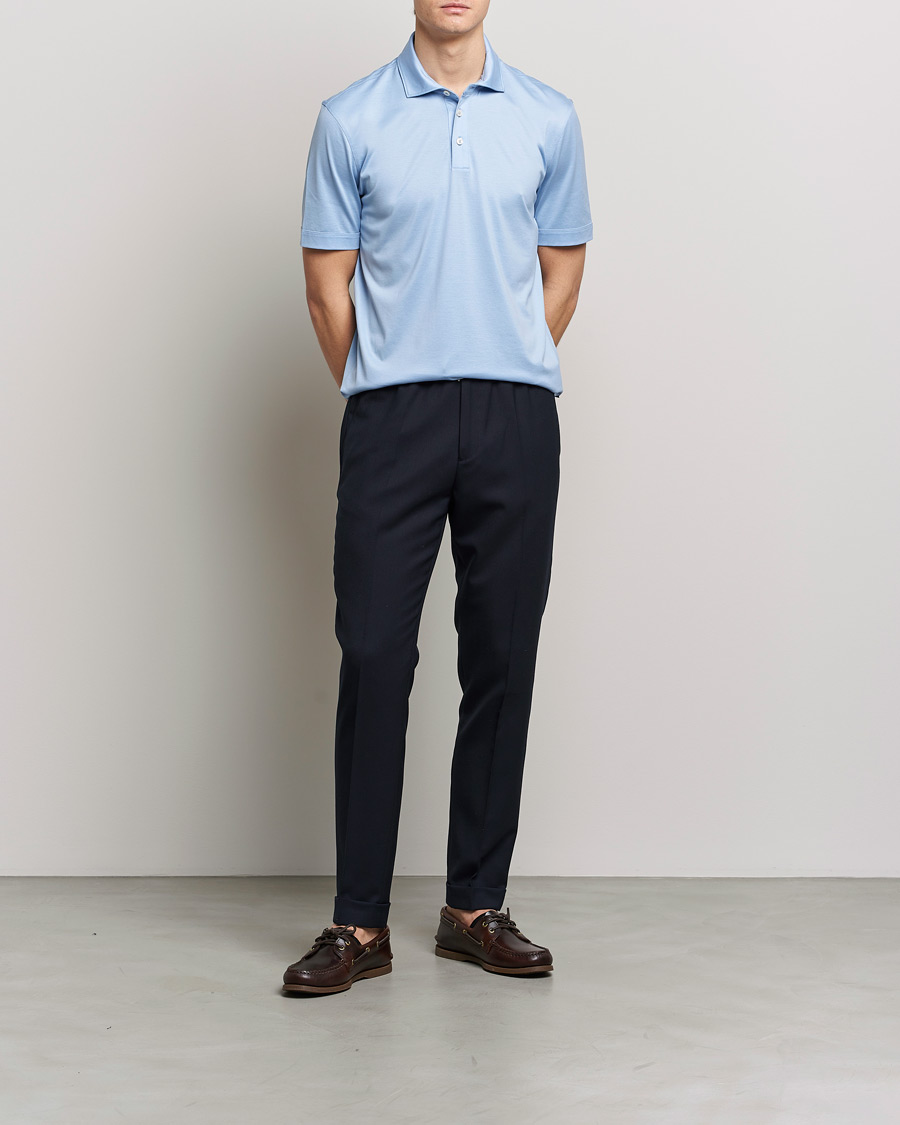 Herr | Pikéer | BOSS BLACK | Press Cotton/Lyocell Polo Open Blue