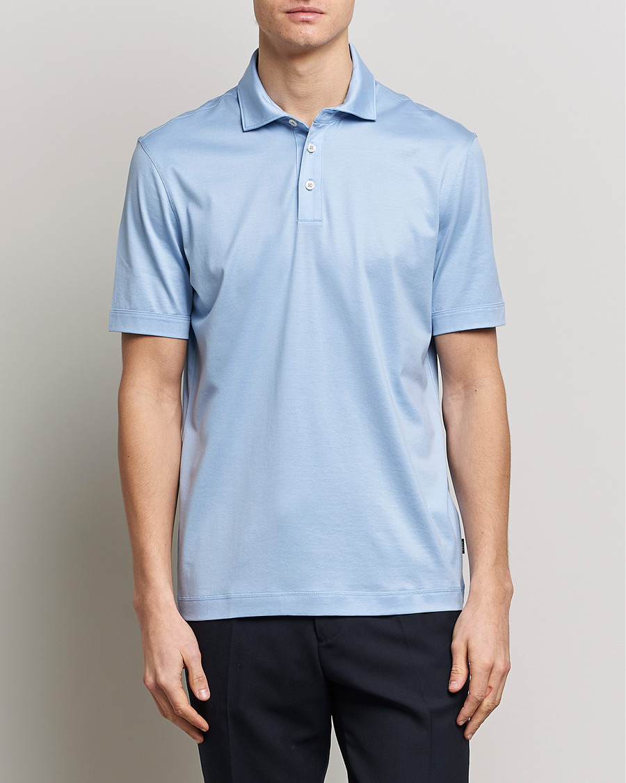 Herr |  | BOSS BLACK | Press Cotton/Lyocell Polo Open Blue