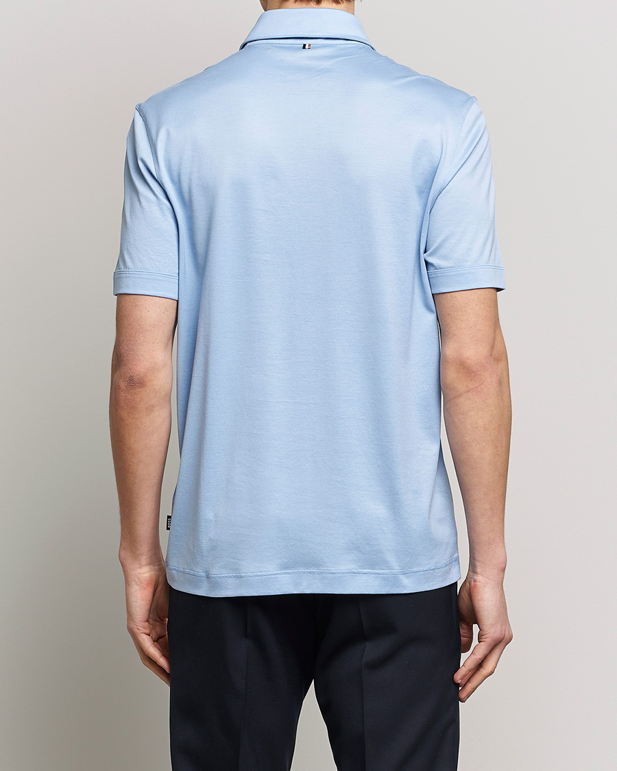 Herr | Pikéer | BOSS BLACK | Press Cotton/Lyocell Polo Open Blue