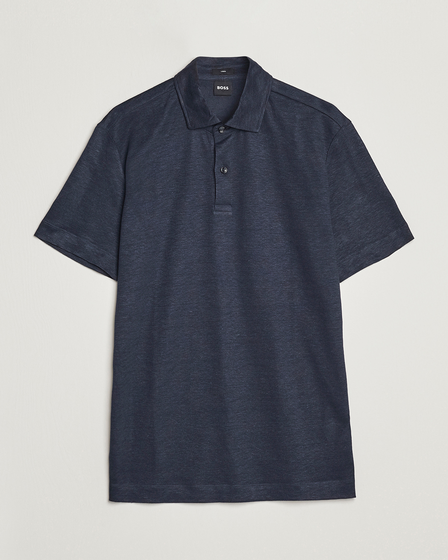 Herr | Pikéer | BOSS BLACK | Press Linen Polo Dark Blue