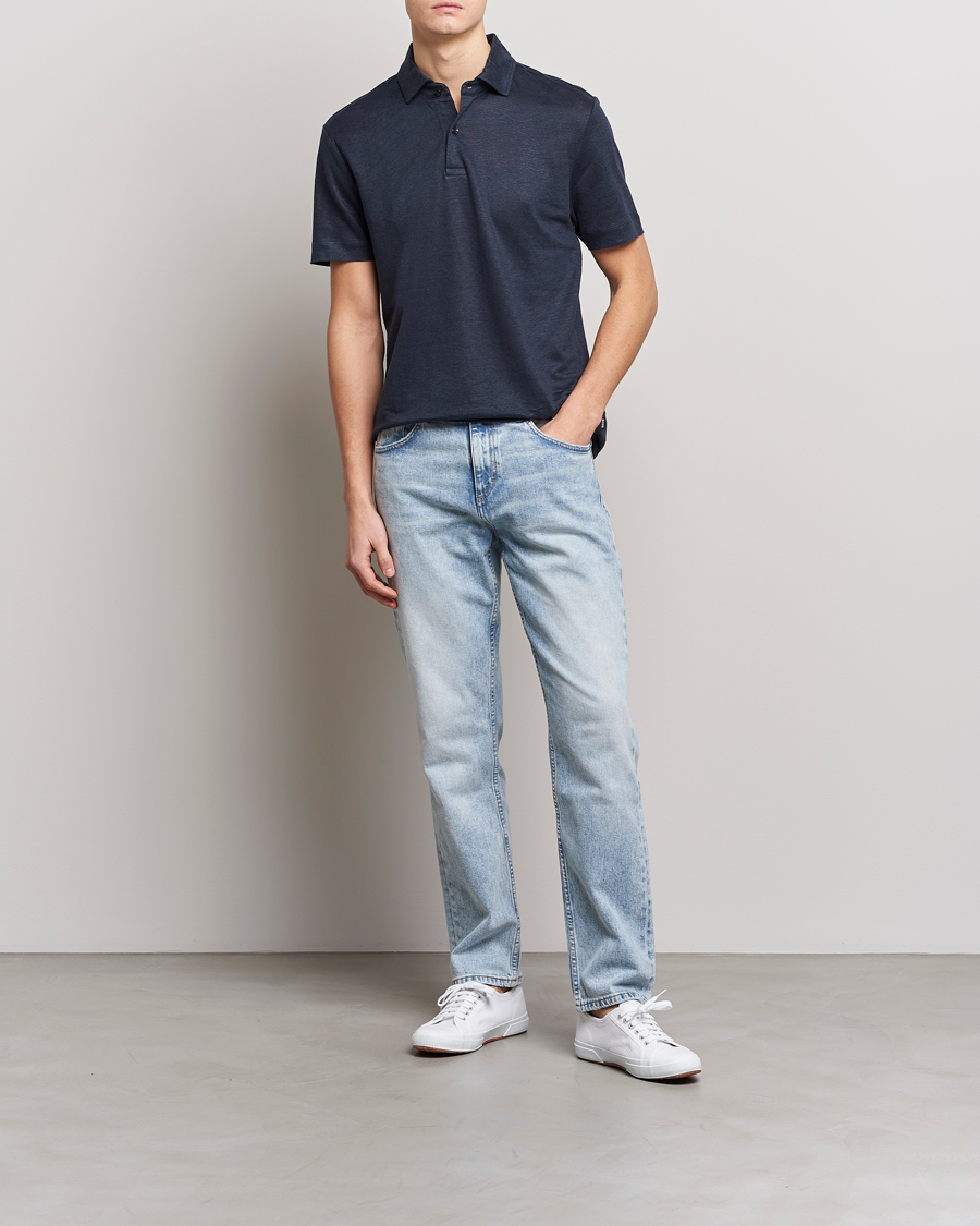 Herr | Pikéer | BOSS BLACK | Press Linen Polo Dark Blue