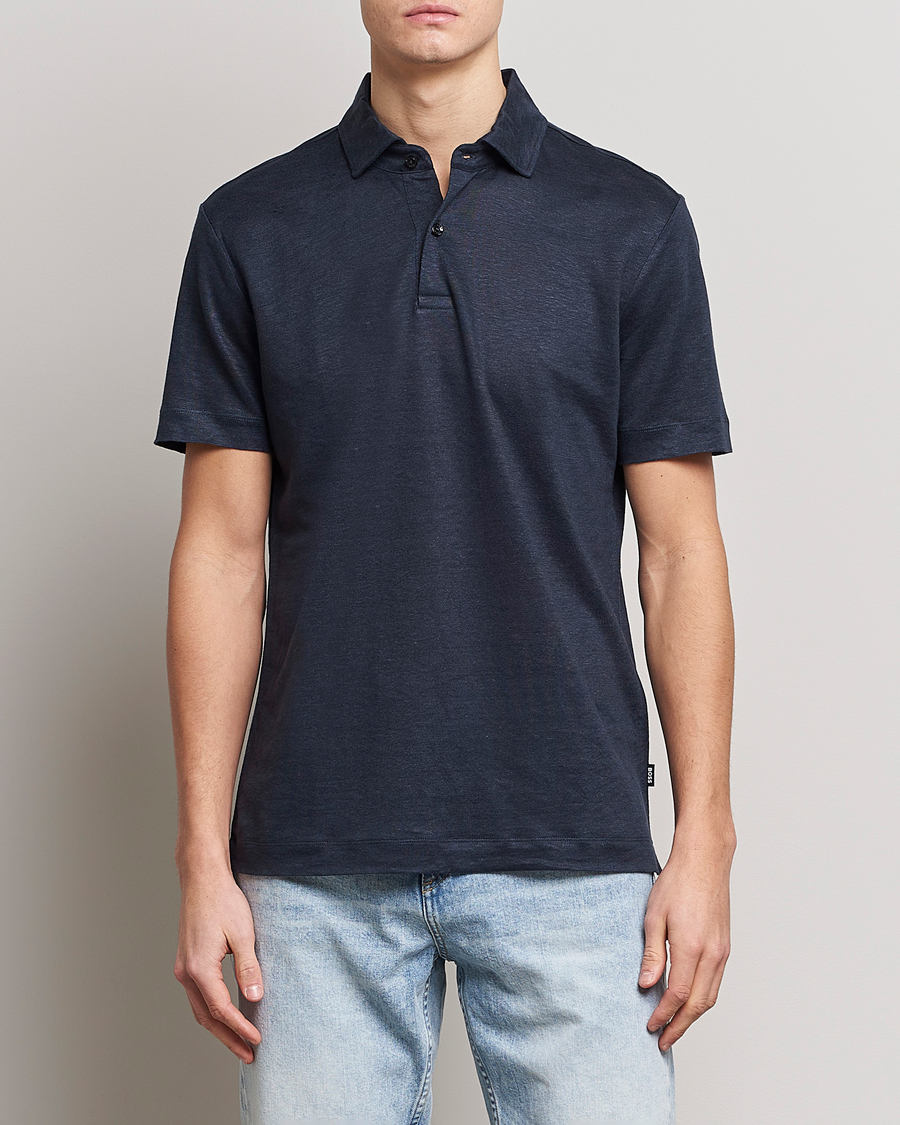Herr | Pikéer | BOSS BLACK | Press Linen Polo Dark Blue