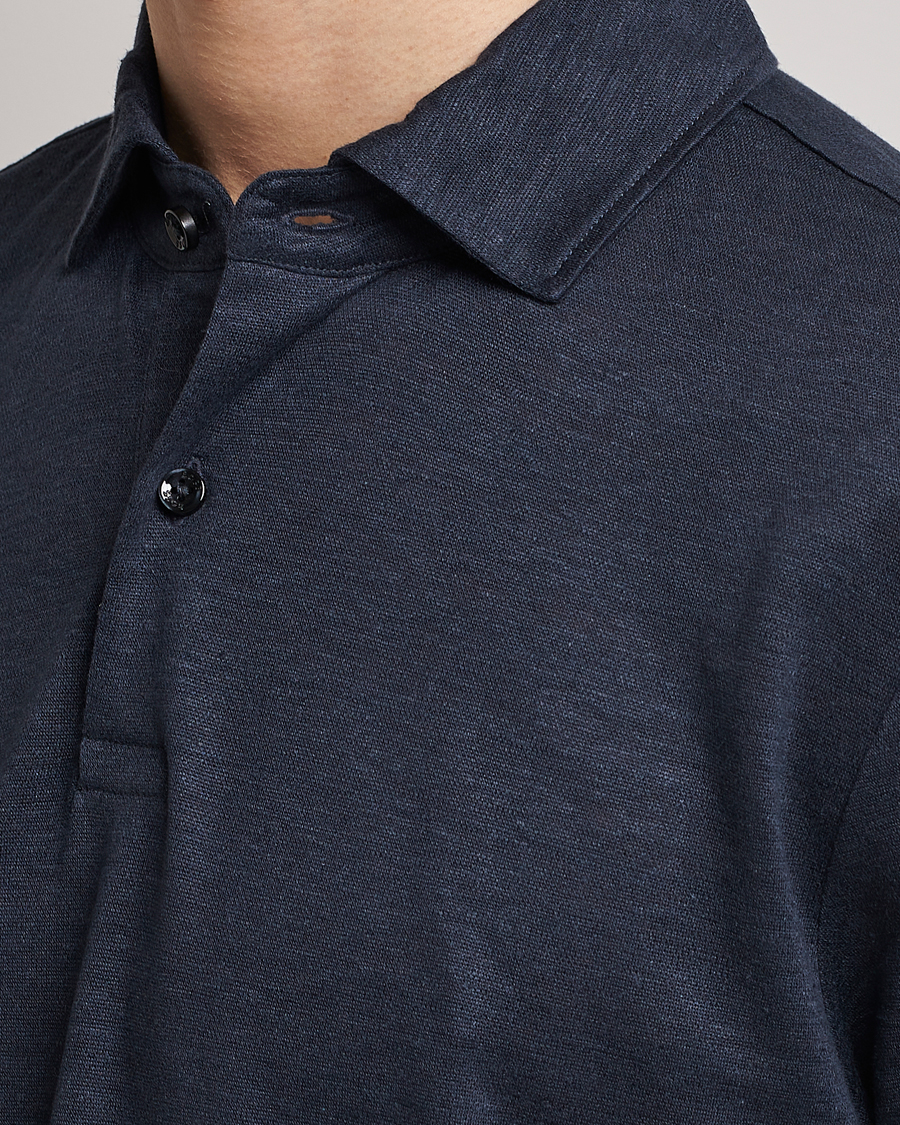 Herr | Pikéer | BOSS BLACK | Press Linen Polo Dark Blue