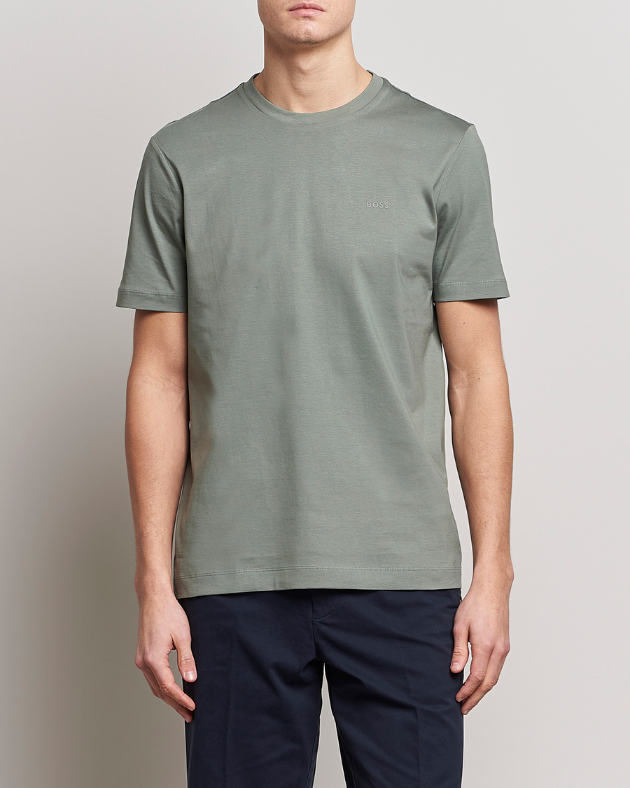 Herr | T-Shirts | BOSS BLACK | Thompson Logo Crew Neck T-Shirt Open Green
