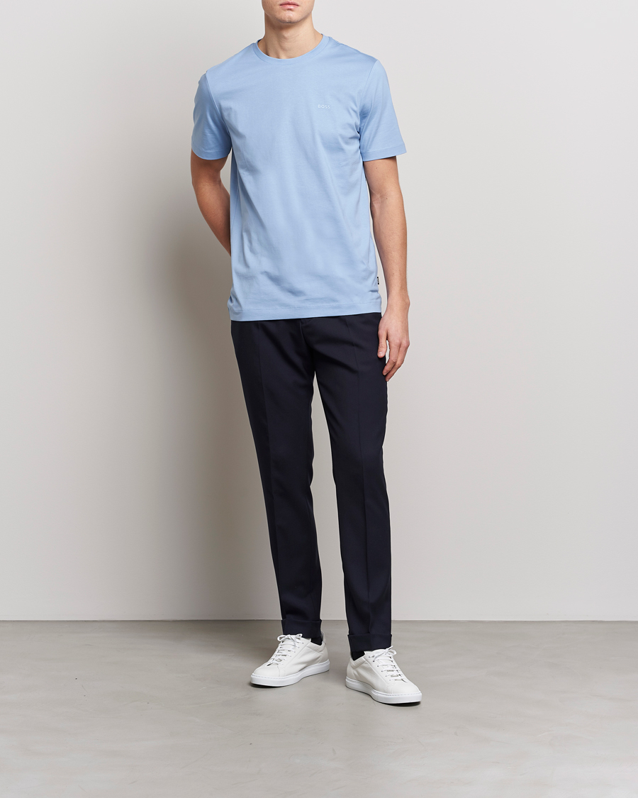 Herr | T-Shirts | BOSS BLACK | Thompson Logo Crew Neck T-Shirt Open Blue