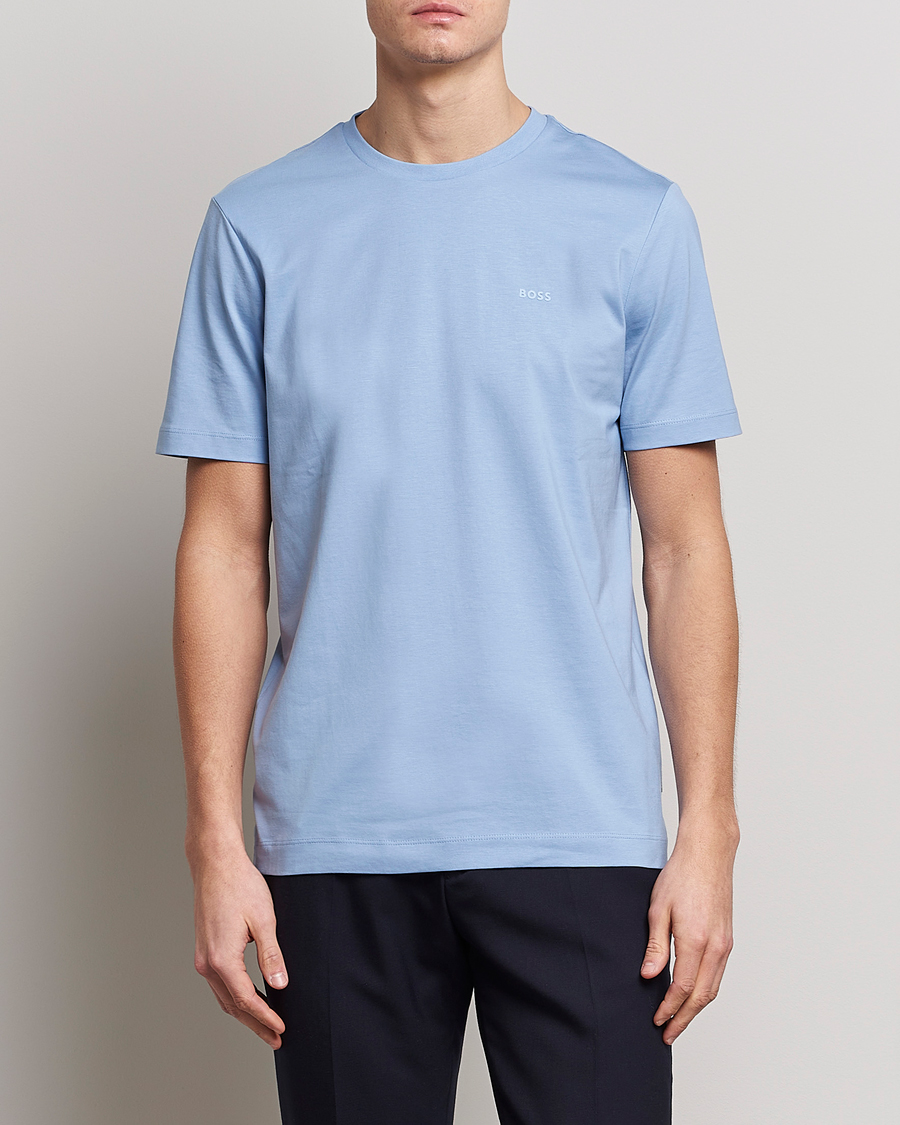 Herr | T-Shirts | BOSS BLACK | Thompson Logo Crew Neck T-Shirt Open Blue