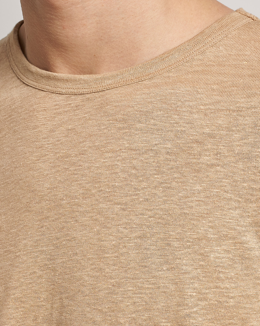 Herr | T-Shirts | BOSS BLACK | Tiburt Linen Crew Neck T-Shirt Medium Beige