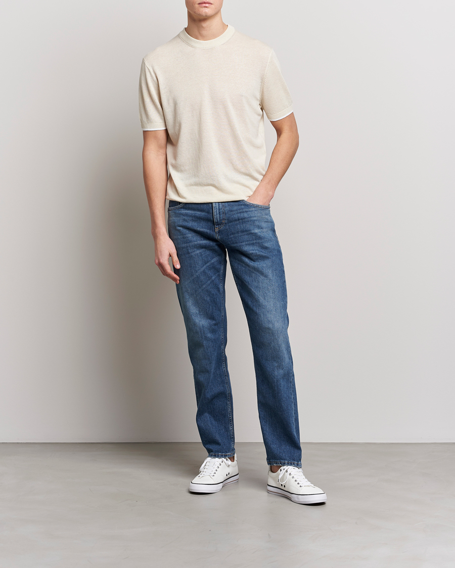 Herr | T-Shirts | BOSS BLACK | Giacco Knitted Crew Neck T-Shirt Open White