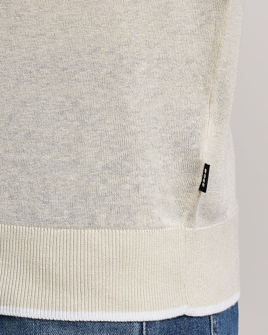 Herr | T-Shirts | BOSS BLACK | Giacco Knitted Crew Neck T-Shirt Open White