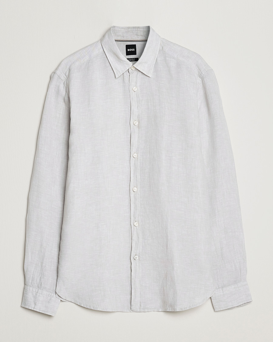 Herr | Skjortor | BOSS BLACK | Liam Linen Shirt Light Grey