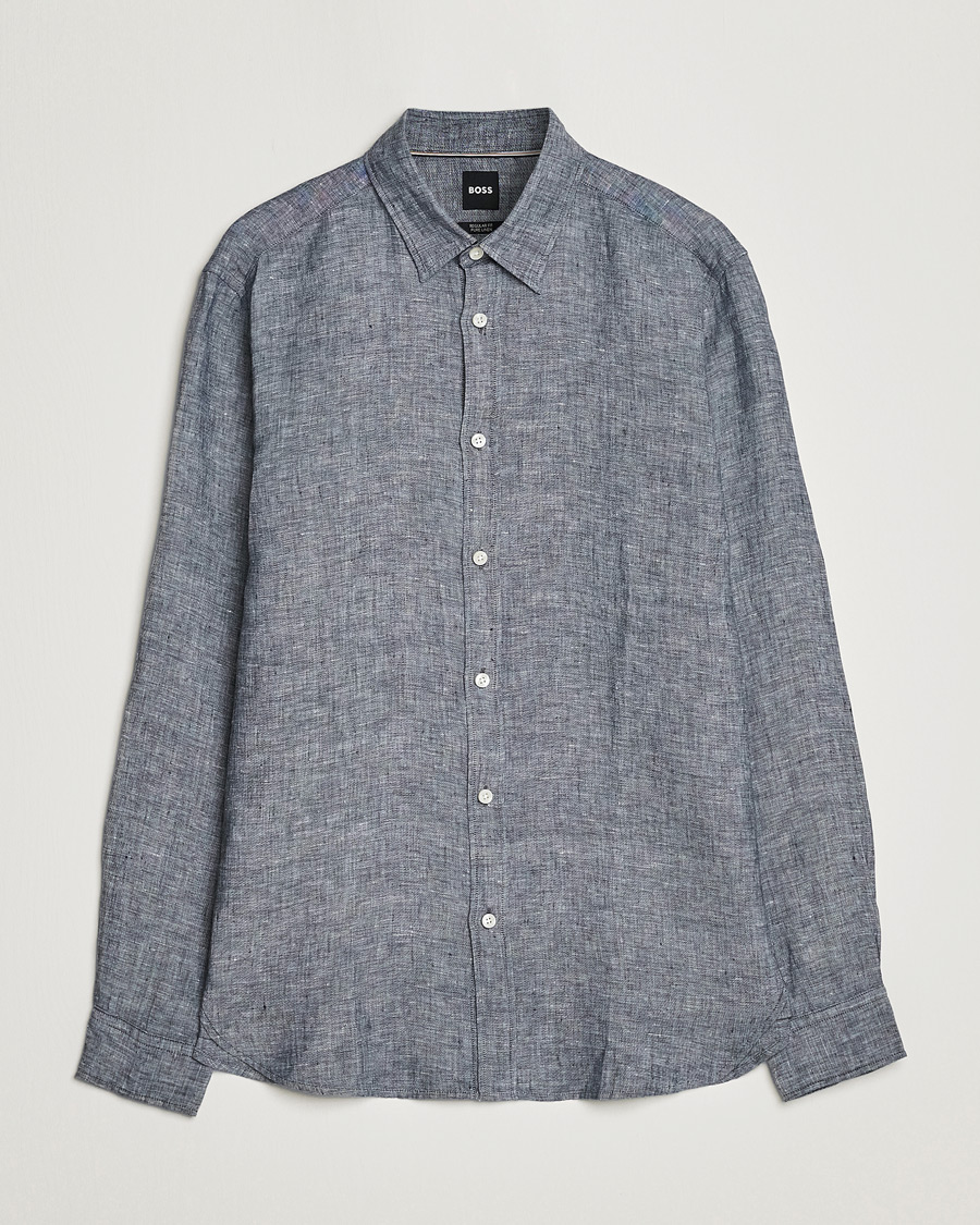 Herr | Skjortor | BOSS BLACK | Liam Linen Shirt Dark Blue