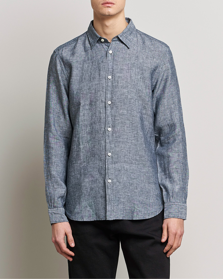 Herr | Skjortor | BOSS BLACK | Liam Linen Shirt Dark Blue