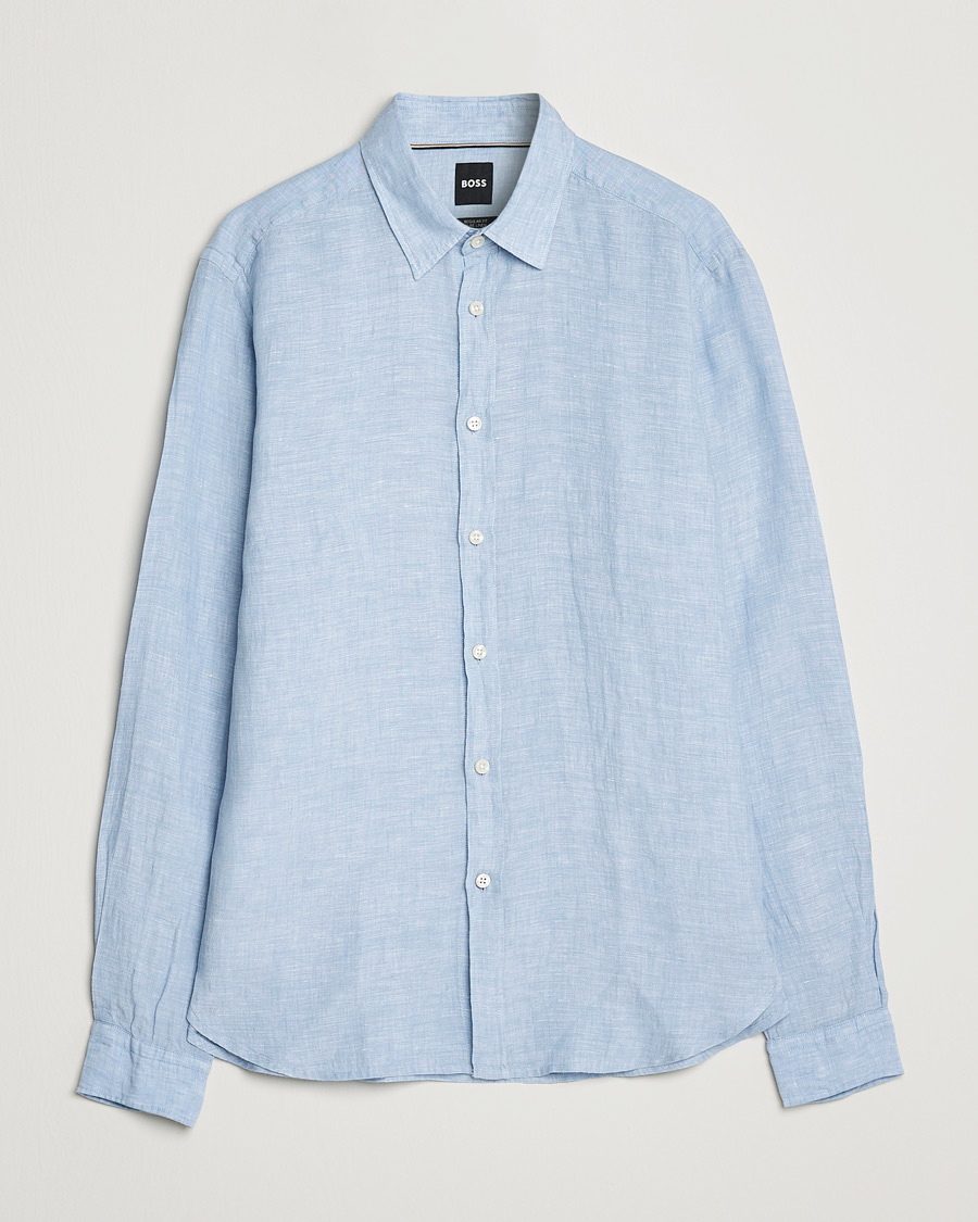 Herr | Skjortor | BOSS BLACK | Liam Linen Shirt Open Blue