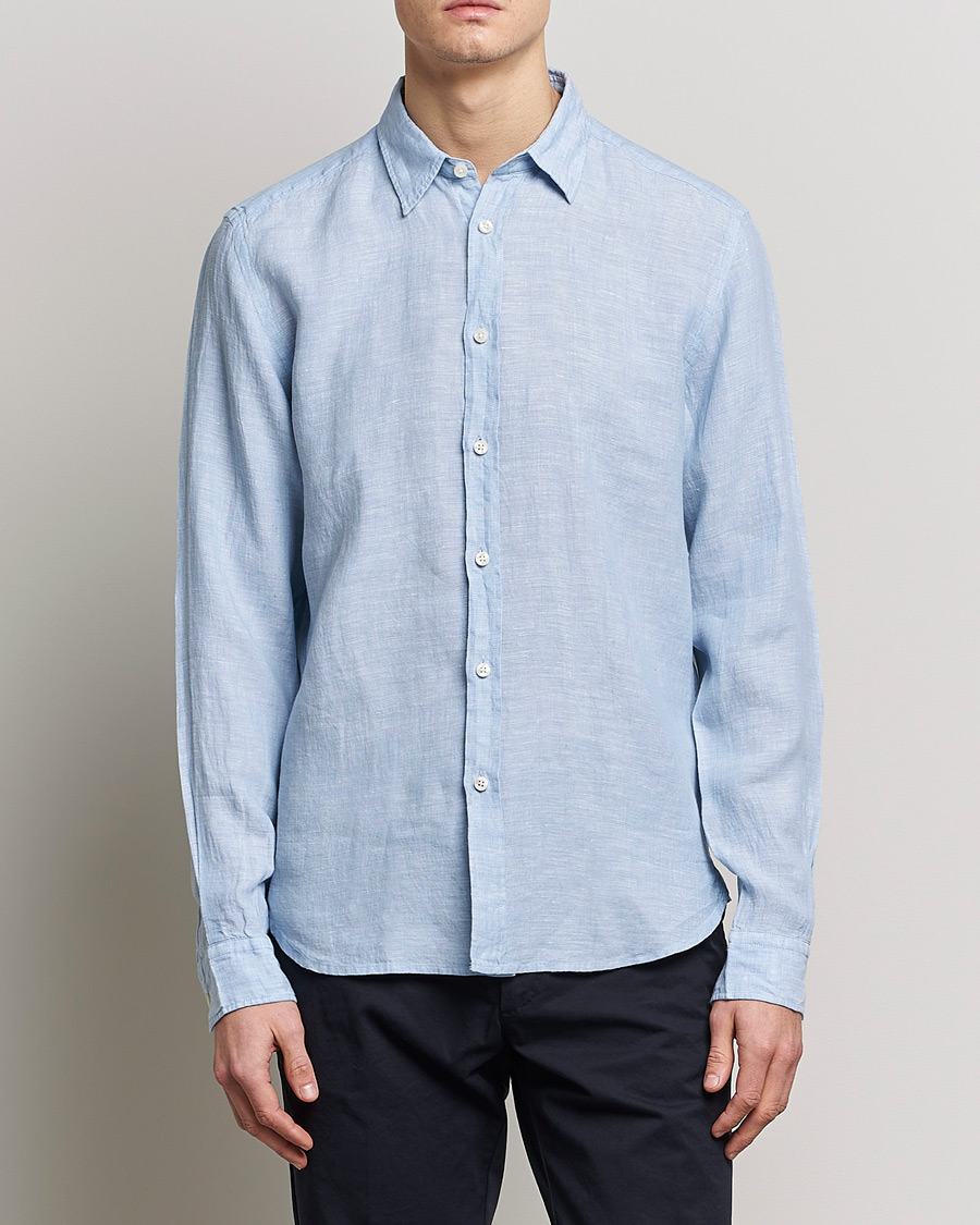 Herr | Linneskjortor | BOSS BLACK | Liam Linen Shirt Open Blue