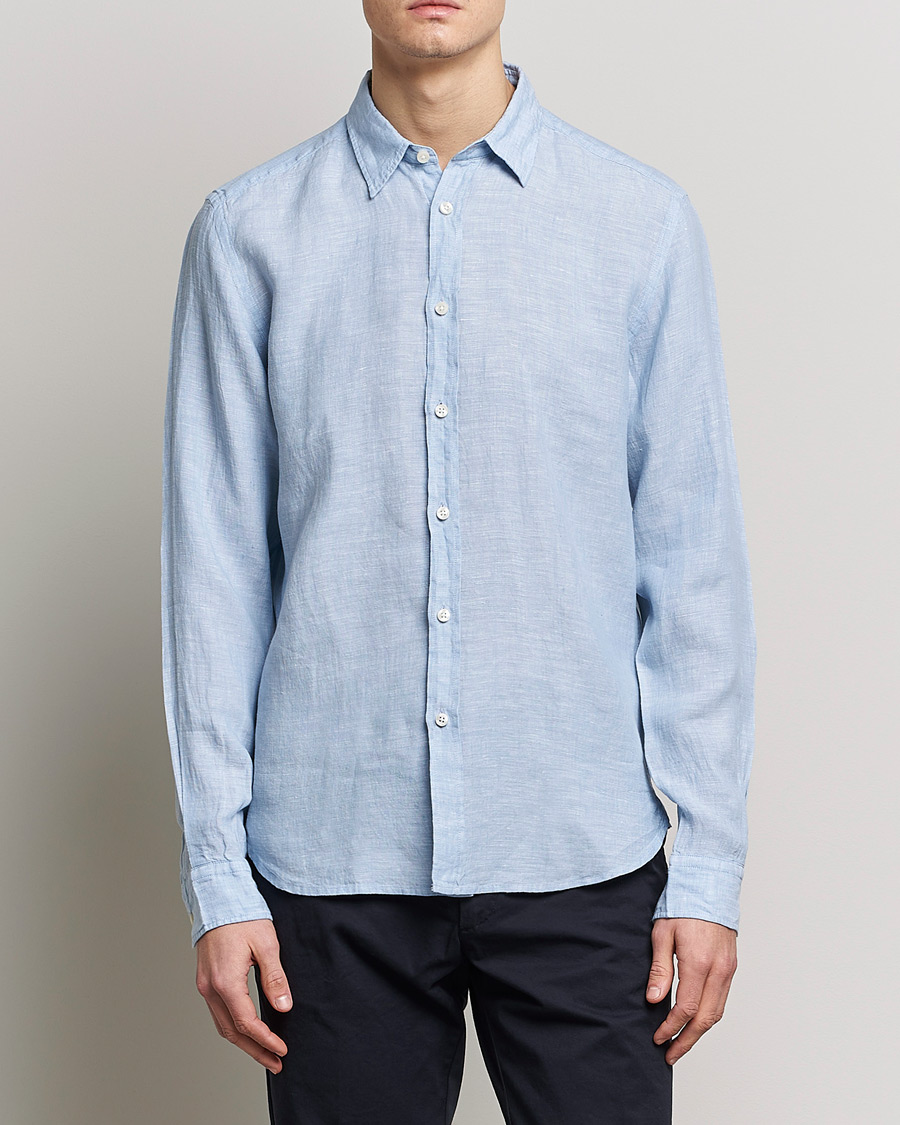 Herr | Skjortor | BOSS BLACK | Liam Linen Shirt Open Blue