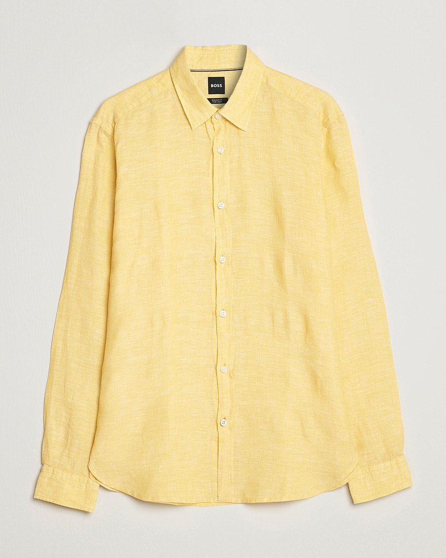 Herr | Skjortor | BOSS BLACK | Liam Linen Shirt Bright Yellow