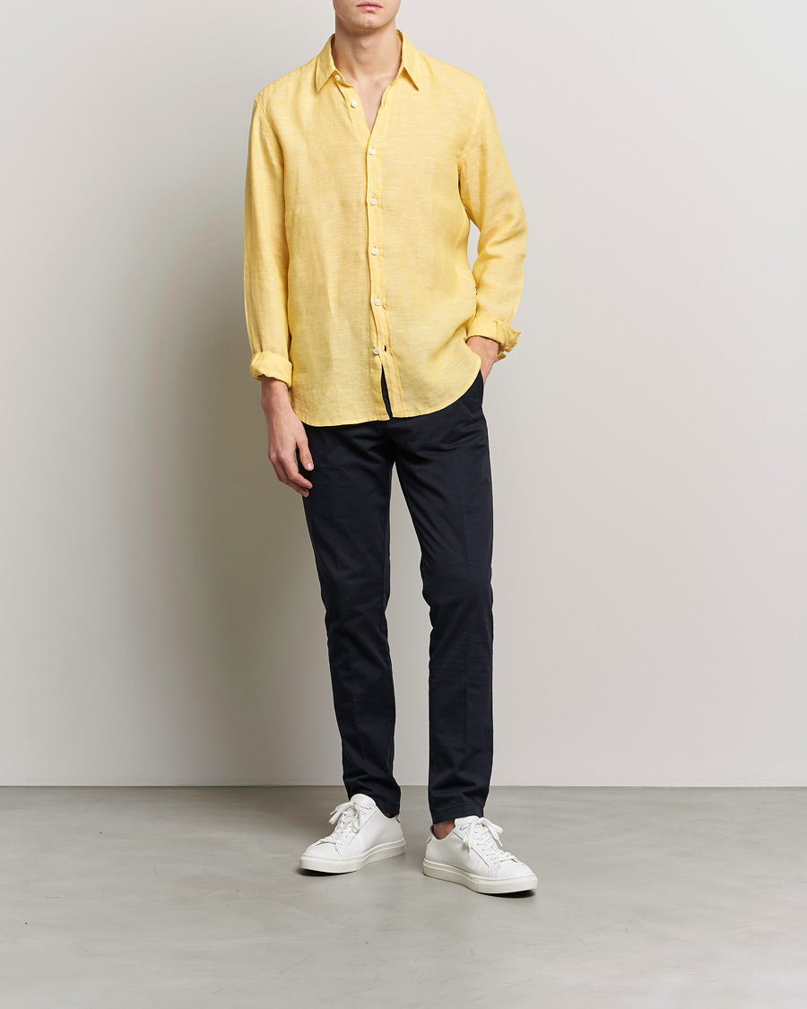 Herr | Skjortor | BOSS BLACK | Liam Linen Shirt Bright Yellow