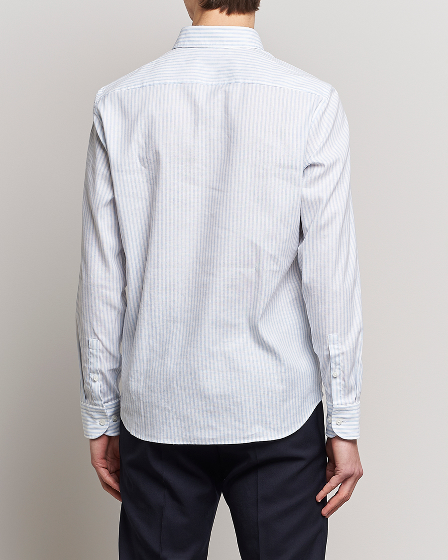 Herr | Skjortor | BOSS BLACK | Hal Cotton/Linen Striped Shirt Pastel Blue