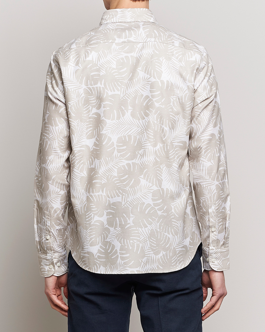 Herr | Skjortor | BOSS BLACK | Hal Cotton/Linen Flower Shirt Light Beige