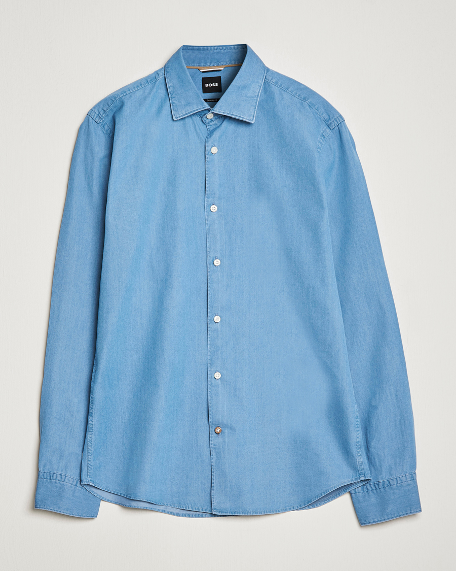 Herr | Skjortor | BOSS BLACK | Hal Slim Fit Denim Shirt Open Blue