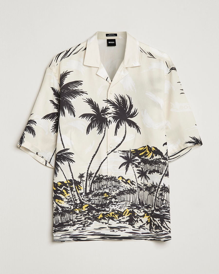 Herr | Skjortor | BOSS BLACK | Lars Printed Resort Collar Shirt Open White
