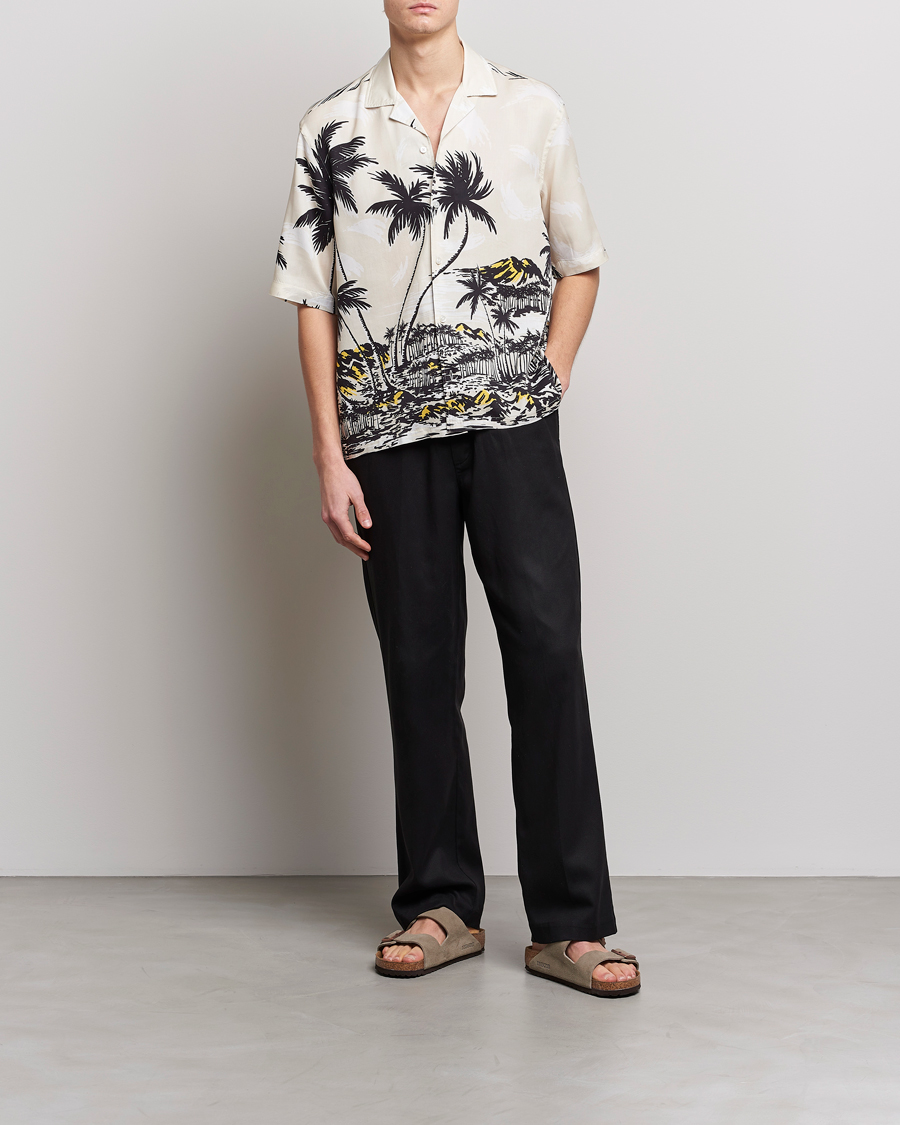 Herr | Skjortor | BOSS BLACK | Lars Printed Resort Collar Shirt Open White