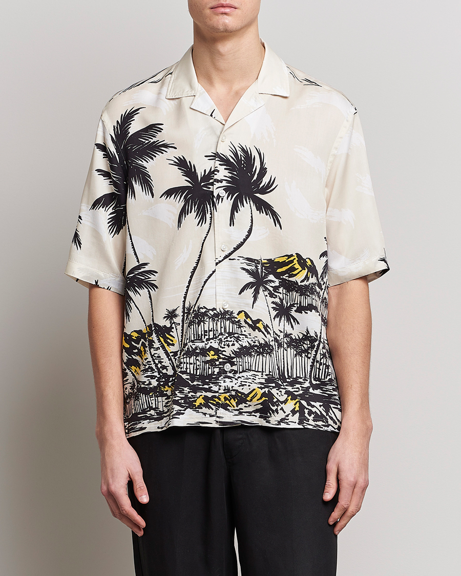 Herr | Skjortor | BOSS BLACK | Lars Printed Resort Collar Shirt Open White