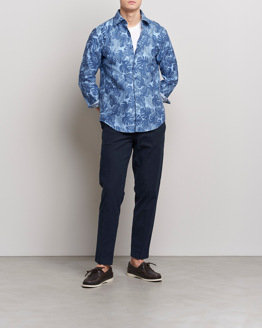 Herr | Byxor | BOSS BLACK | Kane Cotton/Linen Drawstring Trousers Dark Blue